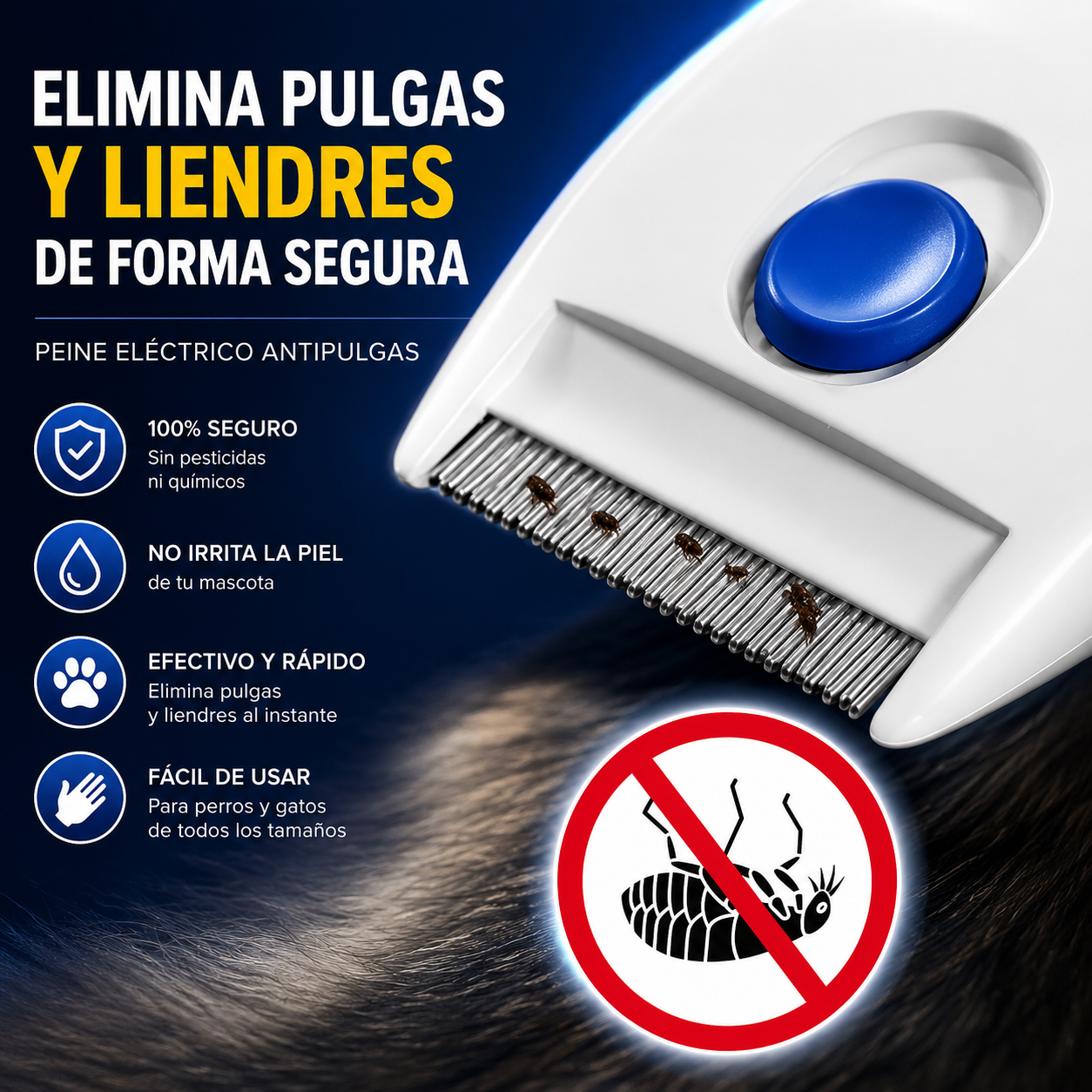 🐾⚡ Peine Eléctrico Antipulgas para Perros y Gatos 🐶🐱