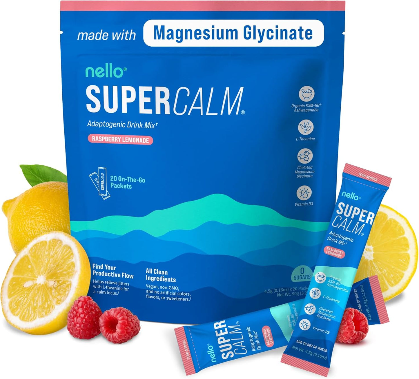 SuperCalm Nello™: Limonada de Frambuesa - Relajación y Enfoque. Equilibrio Natural
