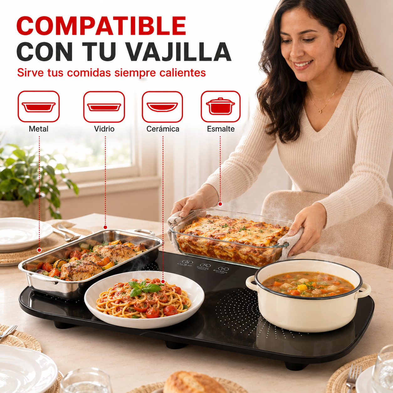 ⚡🍲 Bandeja Calefactora Eléctrica 2 Puestos | Comidas Siempre Calientes en Tan Solo 10 Segundos 🔥