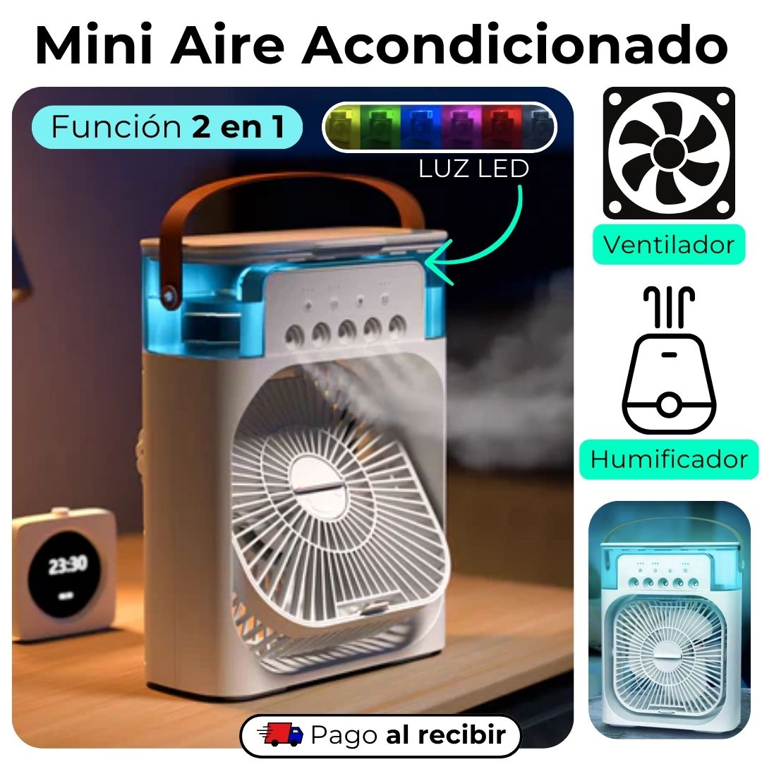 Frescura al Instante🌬️💧 Mini Aire 2 en 1: Enfriador + Humificador🌿