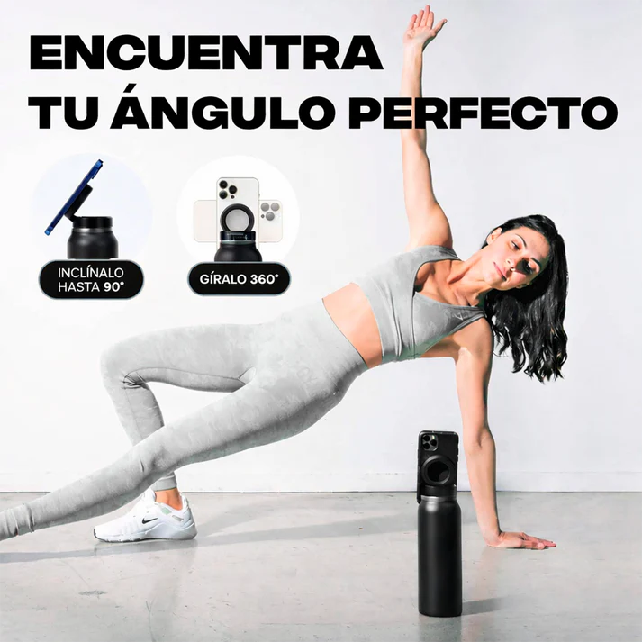 Termo de Acero Inoxidable 💧🧲📲 con Soporte Magnético – Ideal Gym, Oficina y Viajes