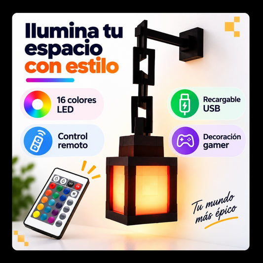 Lámpara LED Estilo Minecraft 16 Colores – Transforma tu Espacio en Segundos 🎮✨ x2