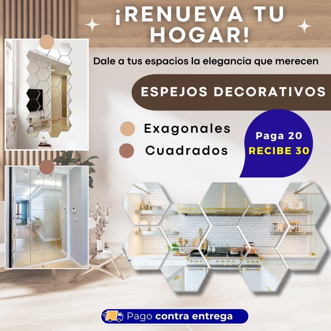 Dale a tus espacios la elegancia que meceren✨: PROMO 🔥  Espejos decorativos paga 20 lleva 25 unidades