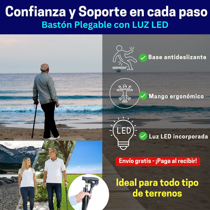 🦿 Apoyo Seguro para Quien Más lo Necesita — Con Linterna y Base Estable