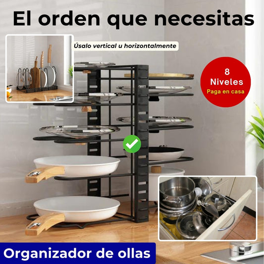 ¡Transforma tu cocina con el Organizador de 8 Niveles!🍳✨ Para ollas, sartenes y mucho más!