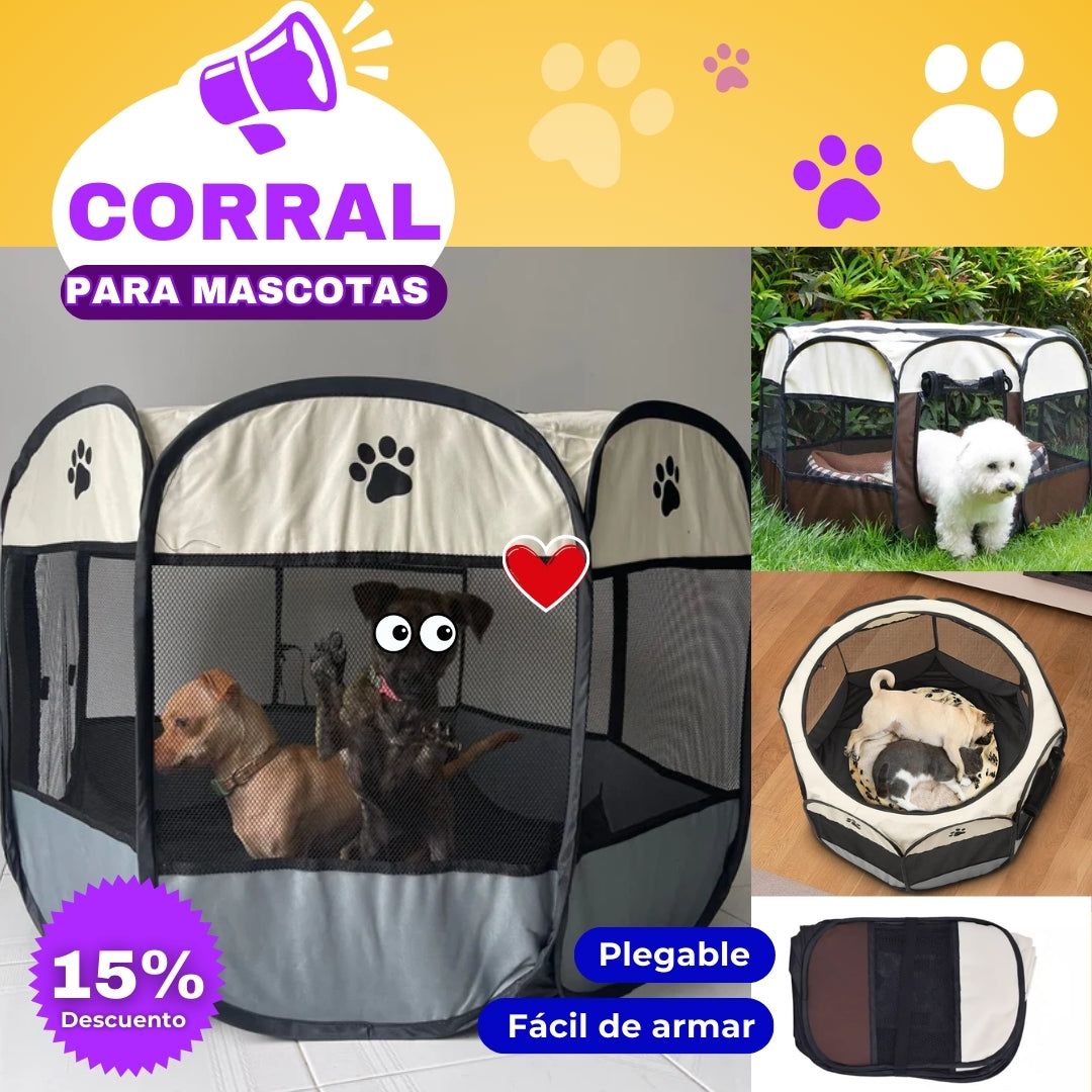 🐾 Corral plegable para mascotas: Seguridad y comodidad donde vayas 🚗