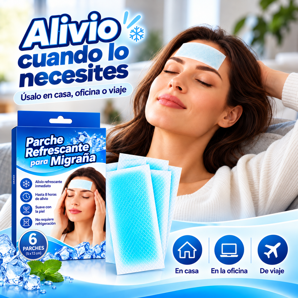 Parche Refrescante para Migraña ❄️ | Frescura y Confort hasta por 8 Horas