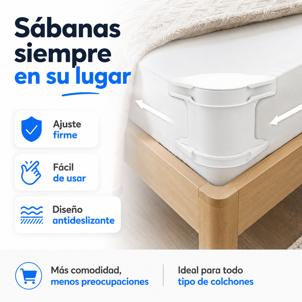Sujetador de Sábanas x4 | Mantén tu Cama Firme y Ordenada