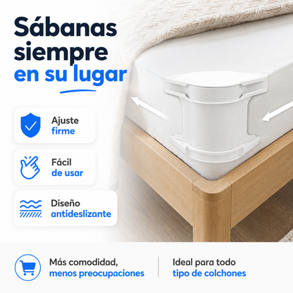 Sujetador de Sábanas x4 | Mantén tu Cama Firme y Ordenada