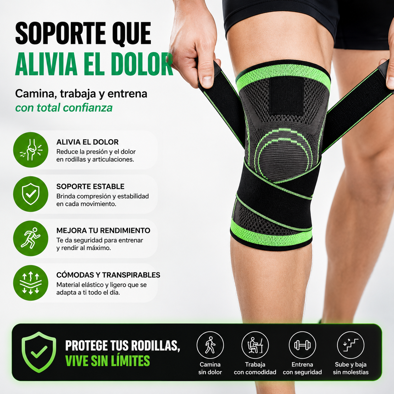 Rodilleras Ortopédicas con Bandas Ajustables | Alivia el Dolor y Mejora tu Movilidad desde el Primer Uso (2 unidades)