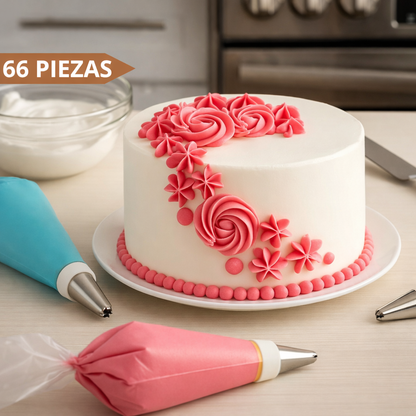 🎂 KIT REPOSTERÍA PARA DECORAR PASTELES – 66 PIEZAS