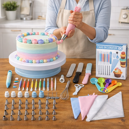 🎂 KIT REPOSTERÍA PARA DECORAR PASTELES – 66 PIEZAS