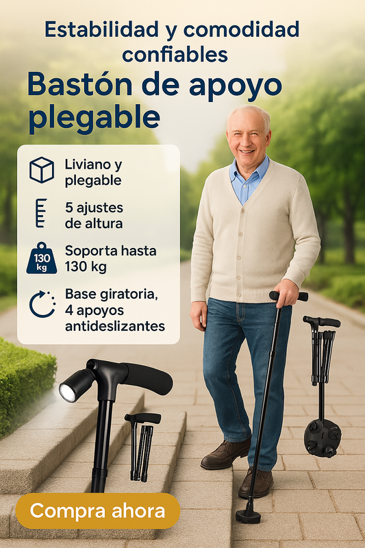 🦿 Apoyo Seguro para Quien Más lo Necesita — Con Linterna y Base Estable