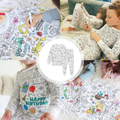Creatividad sin límites para tus pequeños 🌈 Pijama Coloreable + 12 marcadores 🖍️