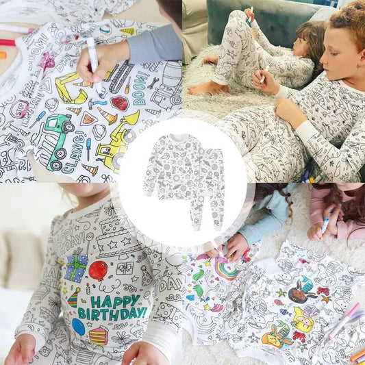 Creatividad sin límites para tus pequeños 🌈 Pijama Coloreable + 12 marcadores 🖍️