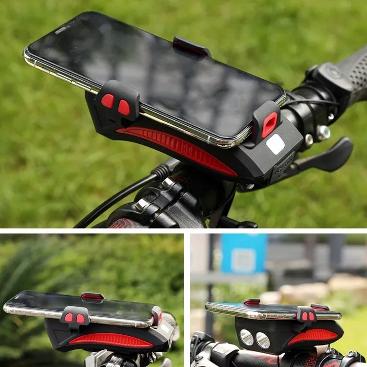 🚴‍♂️✨ Linterna de Bici 4 en 1: Ilumina, Alerta, Sostén y Carga en Cada Viaje! 📢📱🔋