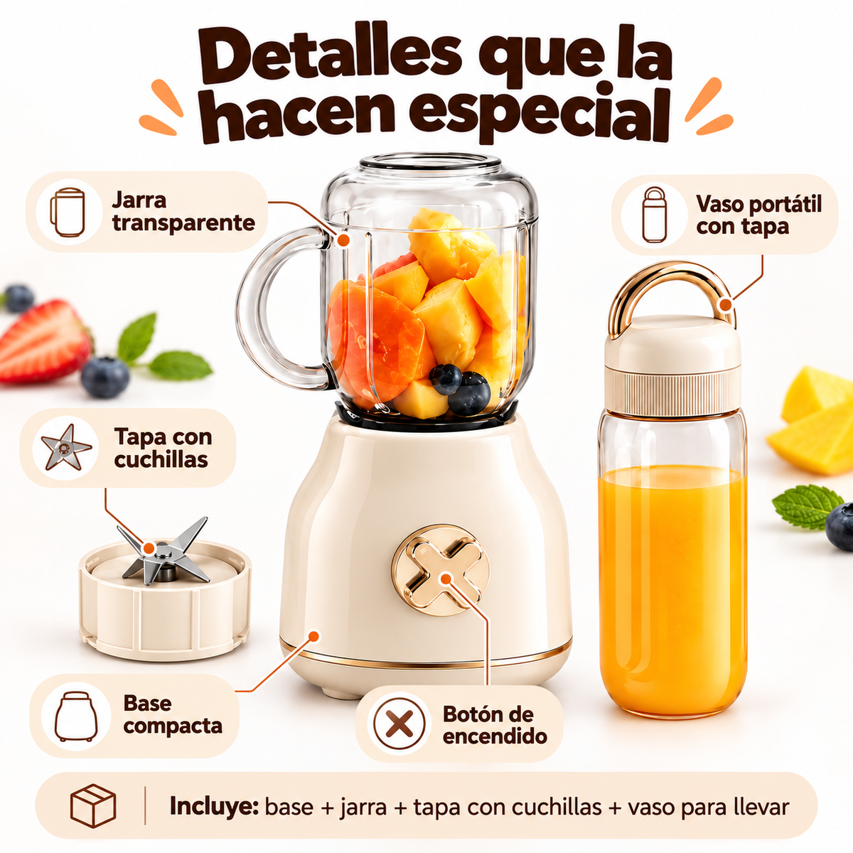Licuadora retro con vaso: tu smoothie listo en segundos, con estilo