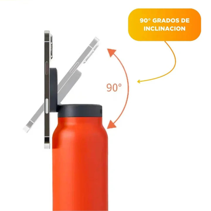 Termo de Acero Inoxidable 💧🧲📲 con Soporte Magnético – Ideal Gym, Oficina y Viajes