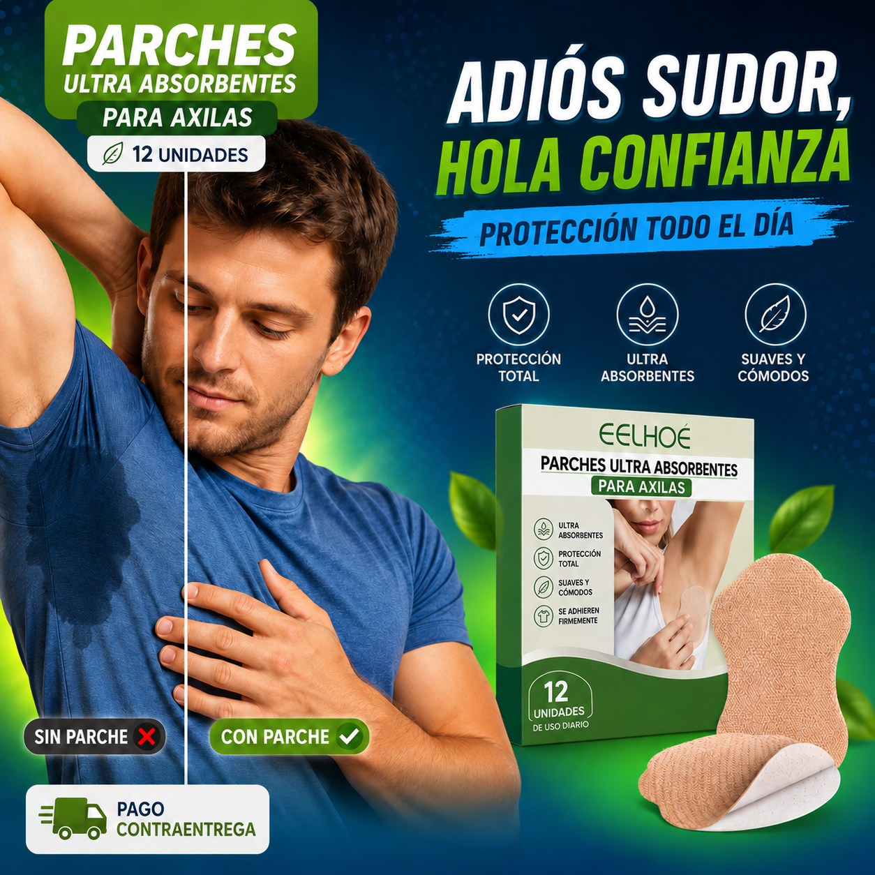 Parches Absorbentes Para Axilas👕💧📦 1 Caja x 12 Parches 🛒 Paga al recibir ✅