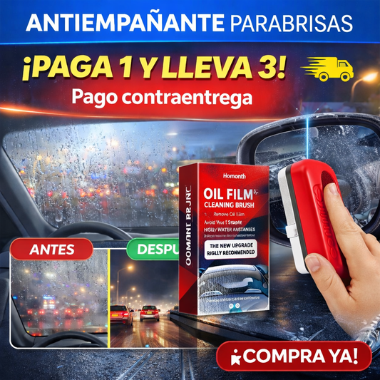 💦🧼 Parabrisas Siempre Claro – OIL FILM 2 en 1 Antiempañante 🚘  🎁 ¡Llévate 3 y paga solo 1! 🔥