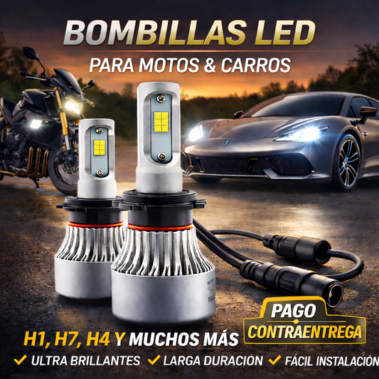 🚗💡 Bombillos LED Alta Potencia para Moto y Carro / Chips COB, S2 H7 H11 H4 9005 9006