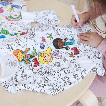 Creatividad sin límites para tus pequeños 🌈 Pijama Coloreable + 12 marcadores 🖍️